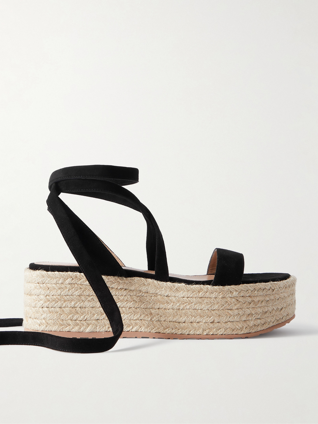 Gianvito Rossi - 40 Suede Platform Espadrilles - Black