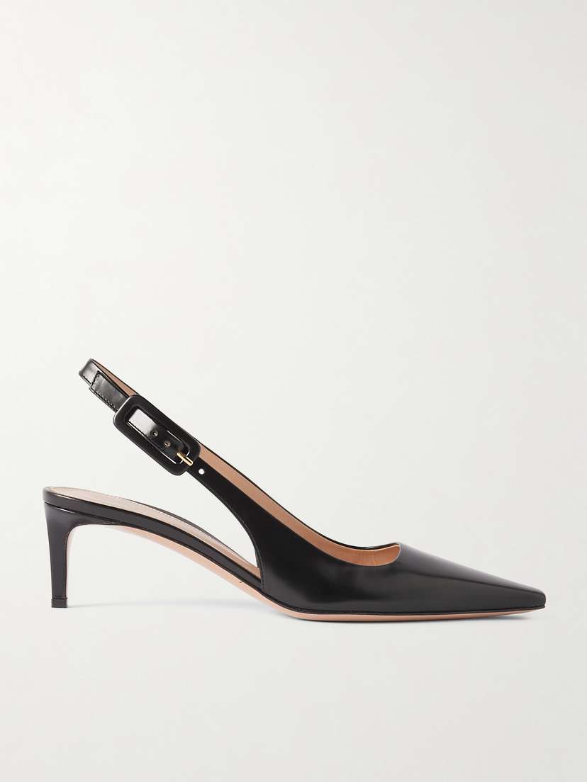 Gianvito Rossi Lindsay 55 Leather Slingback Pumps