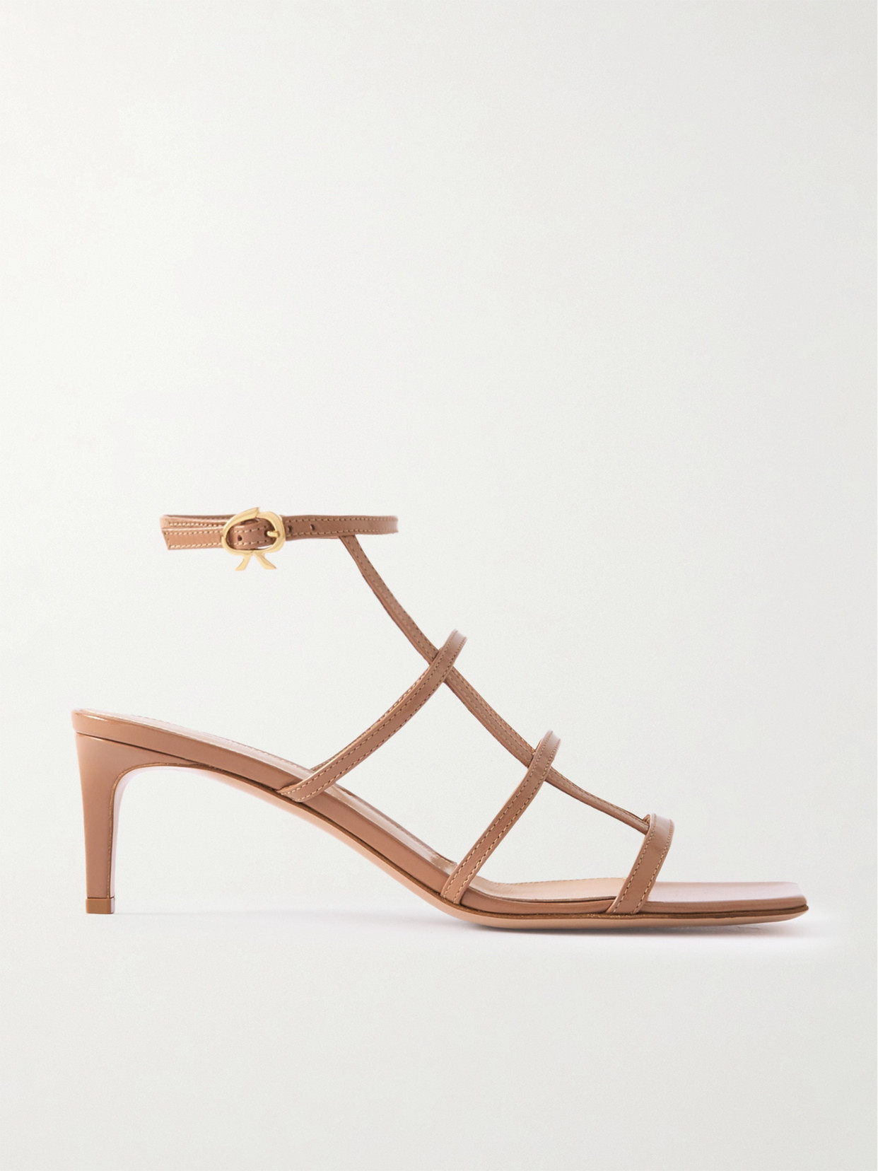 Gianvito Rossi 55 Glossed-leather Sandals In Neutrals