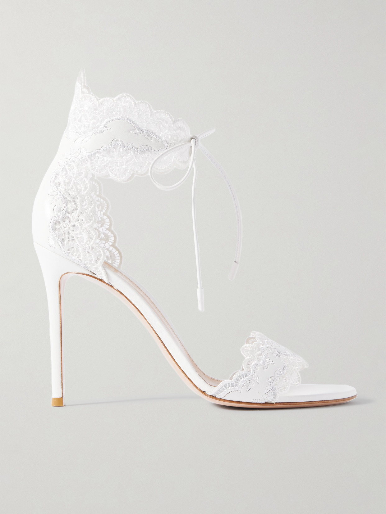 Gianvito Rossi - Evie 105 Lace-trimmed Leather Sandals - White