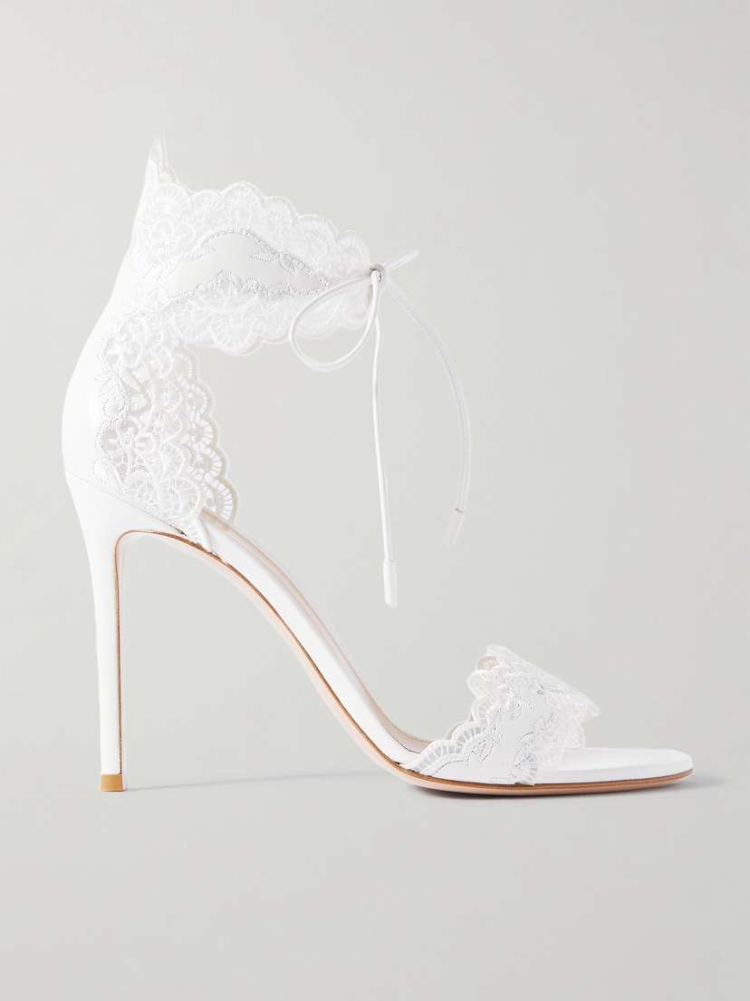 Gianvito Rossi Evie 105 Lace-trimmed Leather Sandals