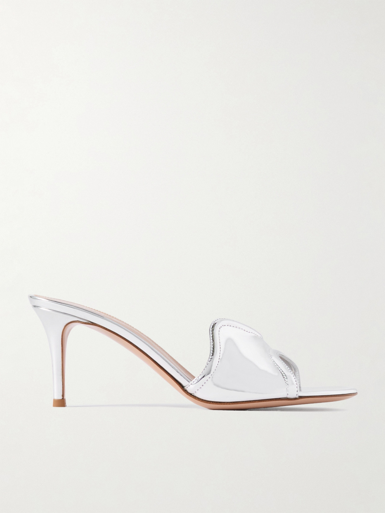 Gianvito Rossi Lucrezia 70mm Leather Mules In Silver