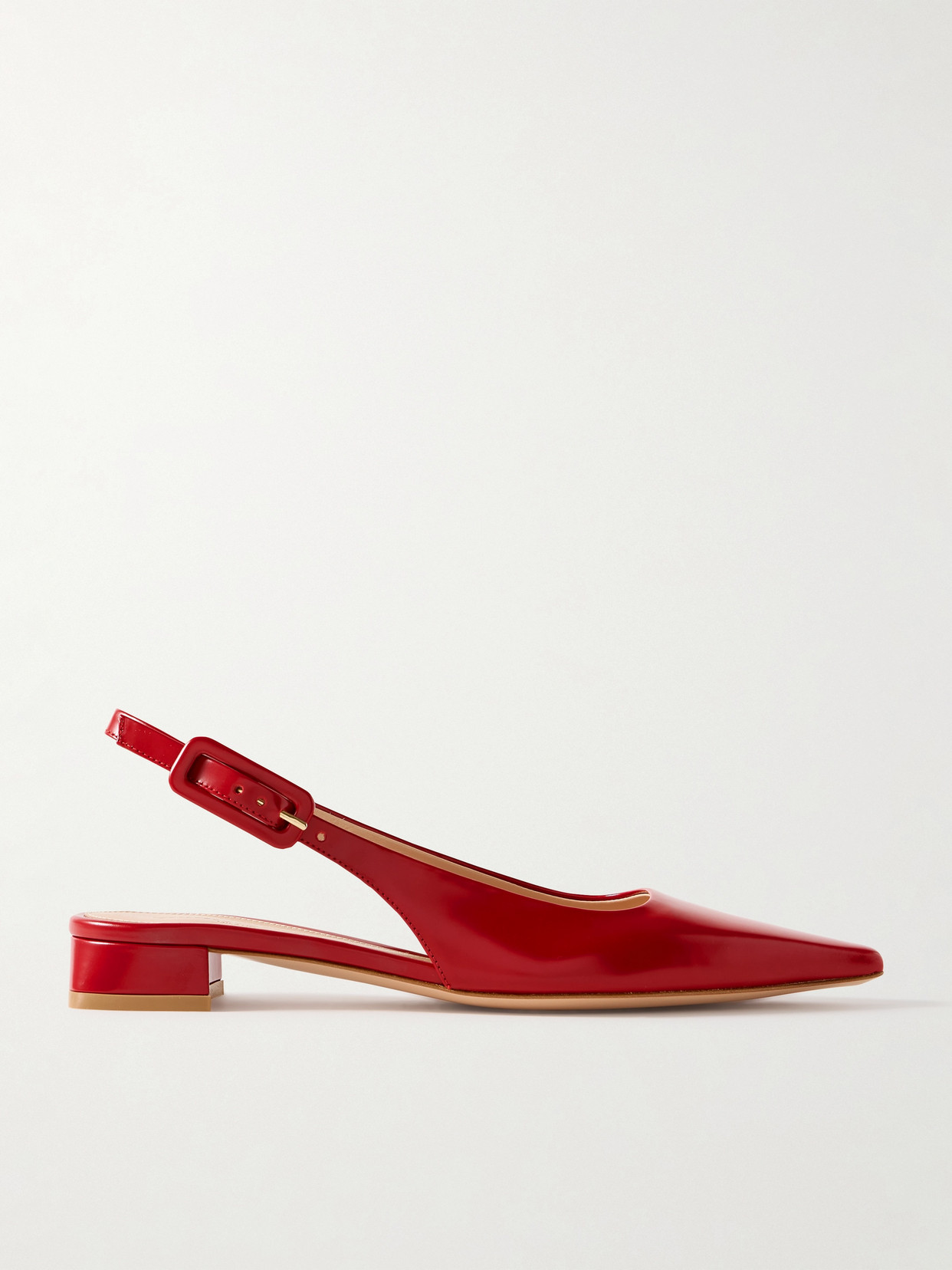 Gianvito Rossi 20mm Tokio Leather Slingback Flats In Red
