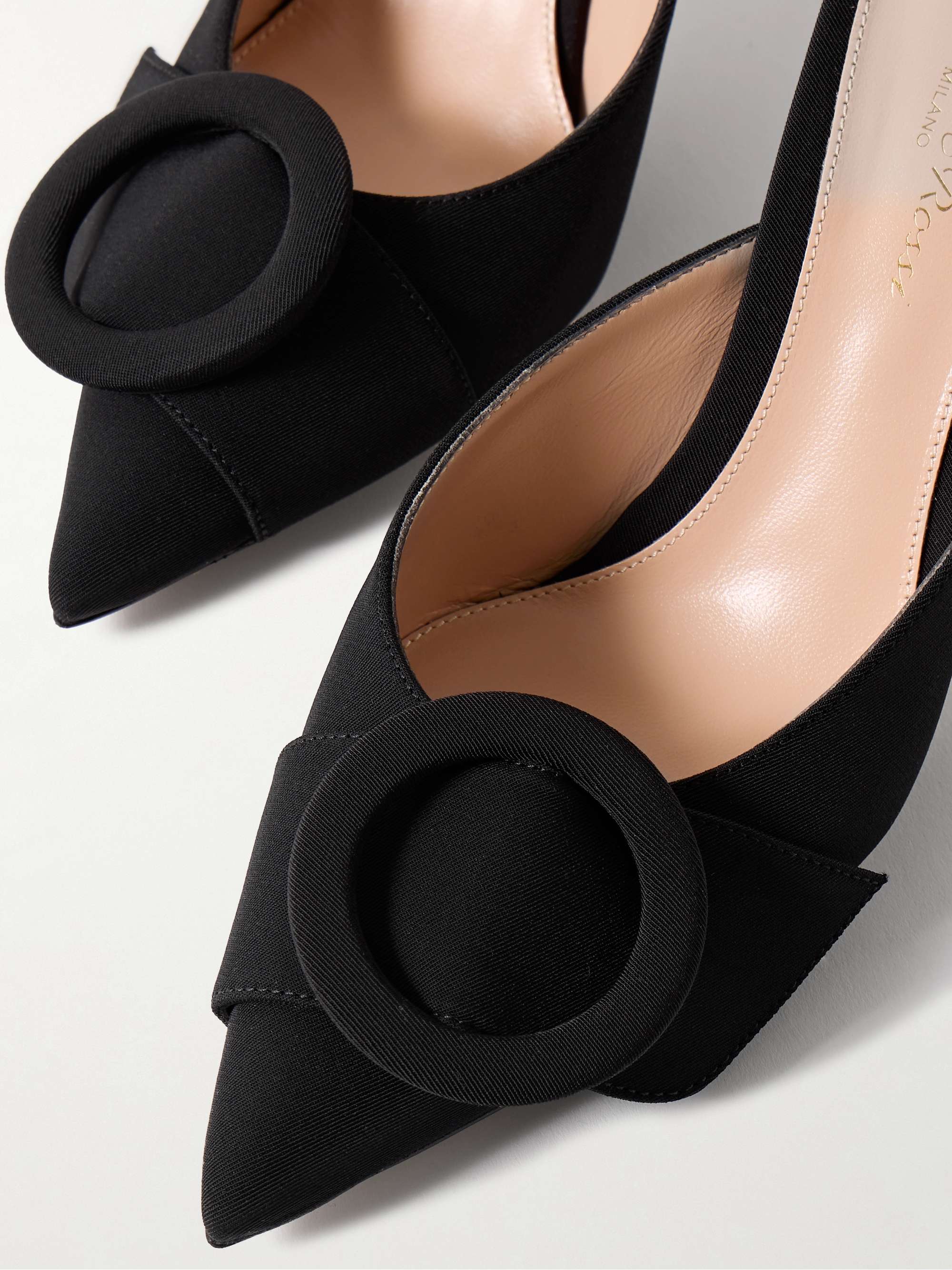 GIANVITO ROSSI Osaka 85 buckle-embellished faille mules GIANVITO ROSSI Osaka 85 buckle-embellished faille mules