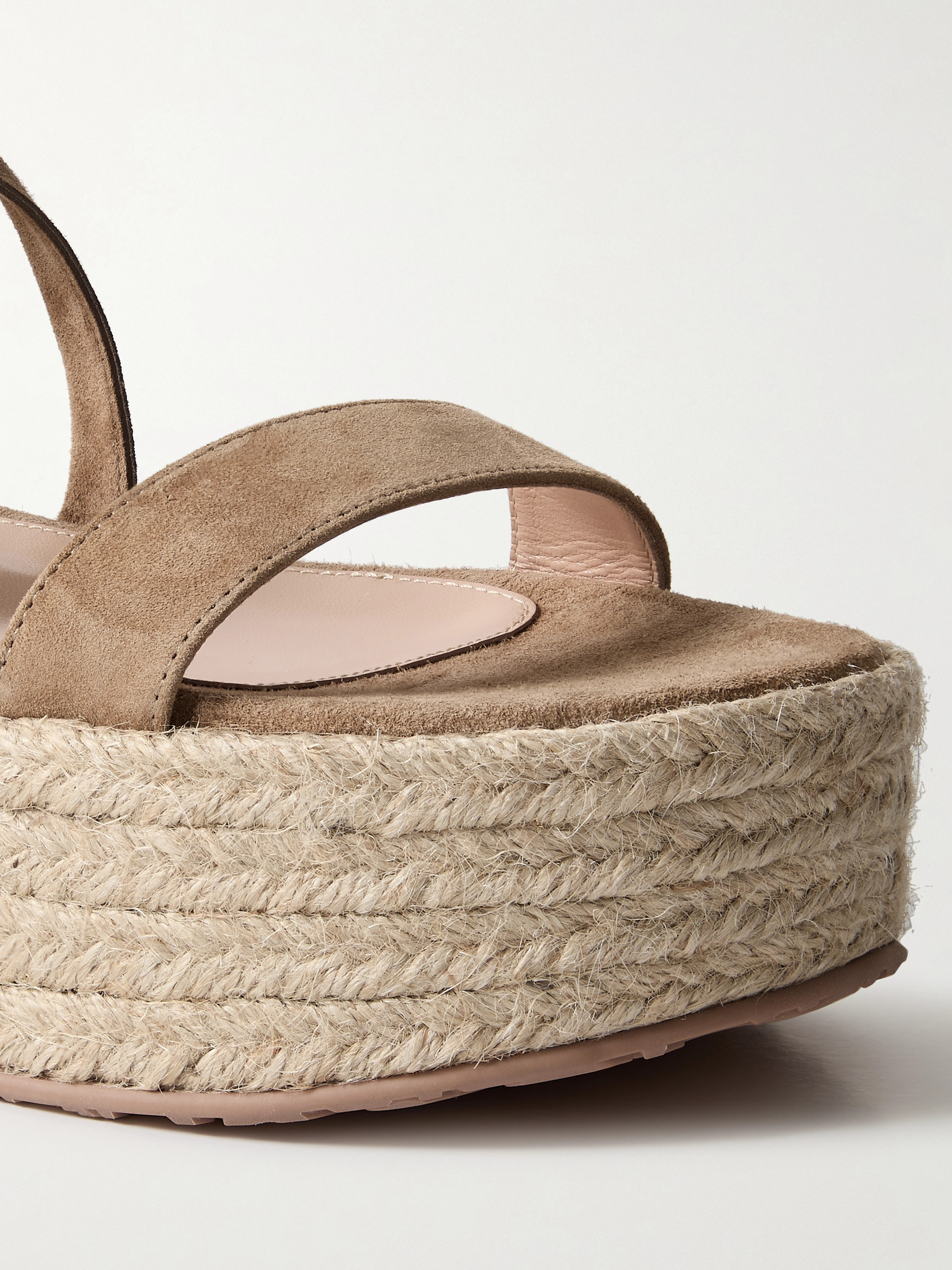 GIANVITO ROSSI 40 suede and raffia platform espadrilles