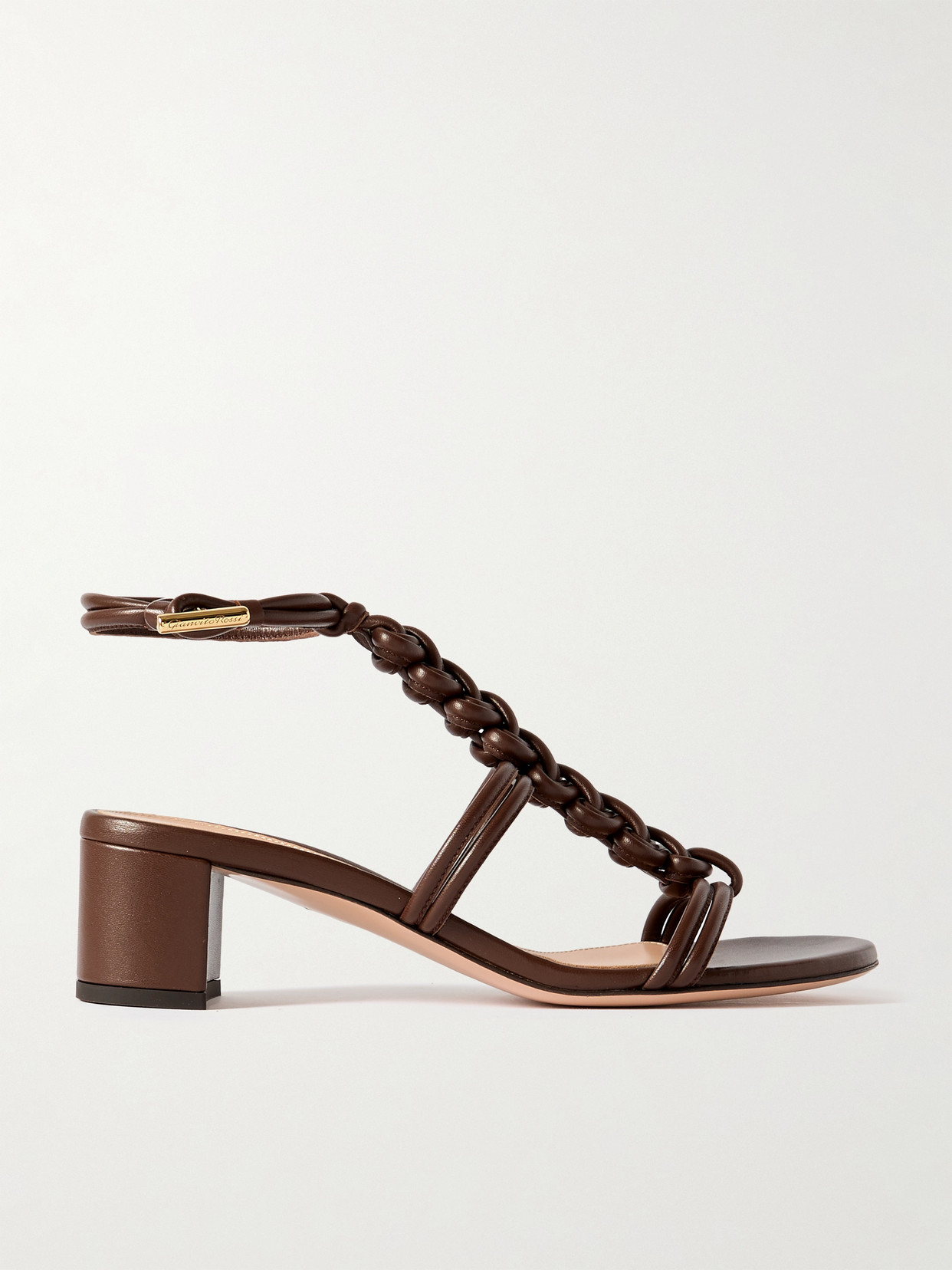 Gianvito Rossi 45 Woven Leather Sandals In Brown