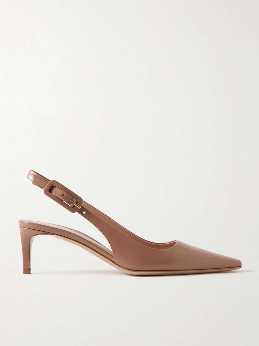 Gianvito Rossi Lindsay 55 Leather Slingback Pumps