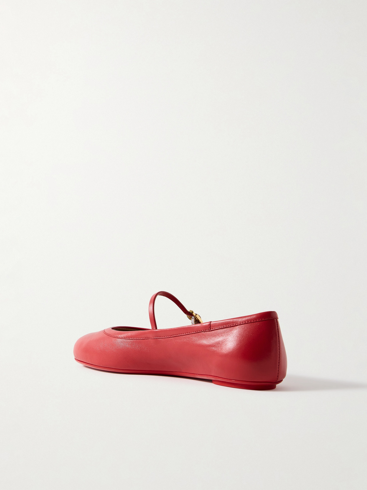 Shop Gianvito Rossi Carla Leather Mary Jane Ballet Flats In Red