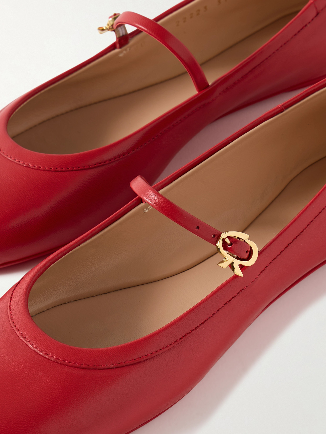 Shop Gianvito Rossi Carla Leather Mary Jane Ballet Flats In Red