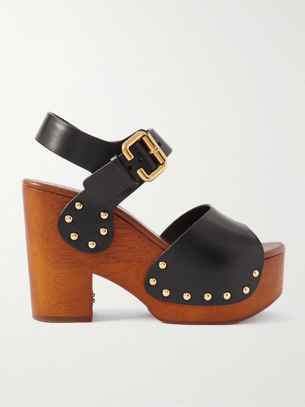 Chloé Jeannette Leather Clog Platform Sandals In Black
