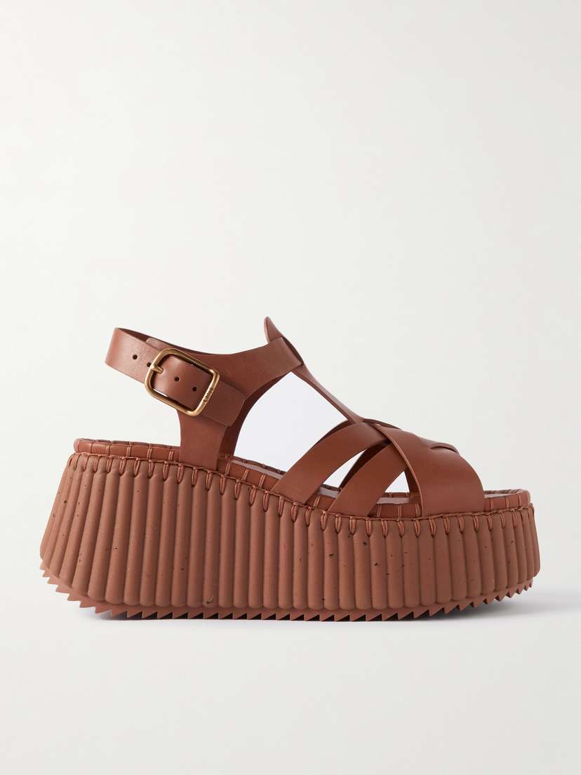 Chloé Nama Leather Platform Sandals