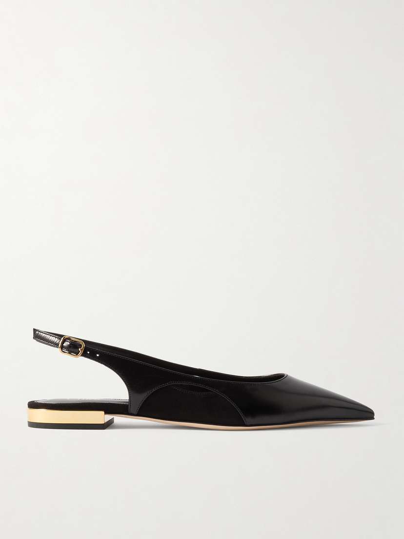 Chloé Saada Suede-trimmed Leather Slingback Ballet Flats