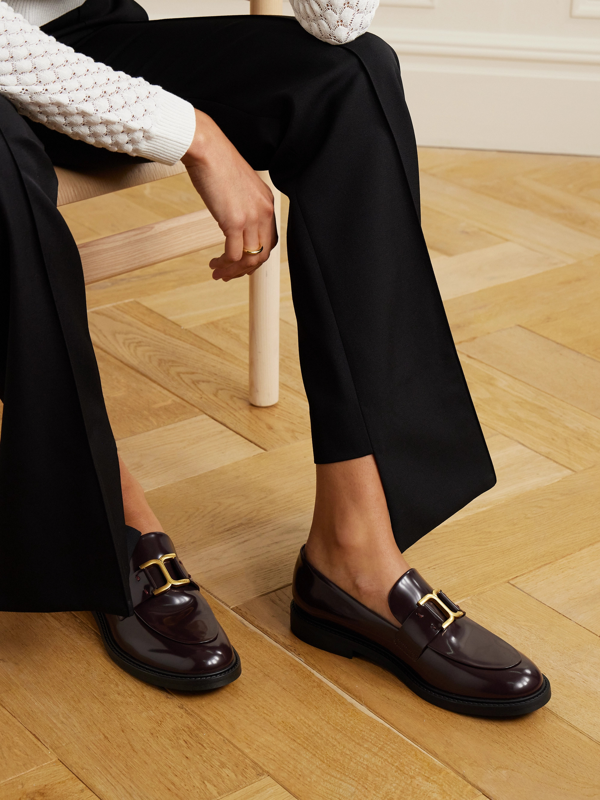 Chloé Marcie embellished leather loafers thumbnail
