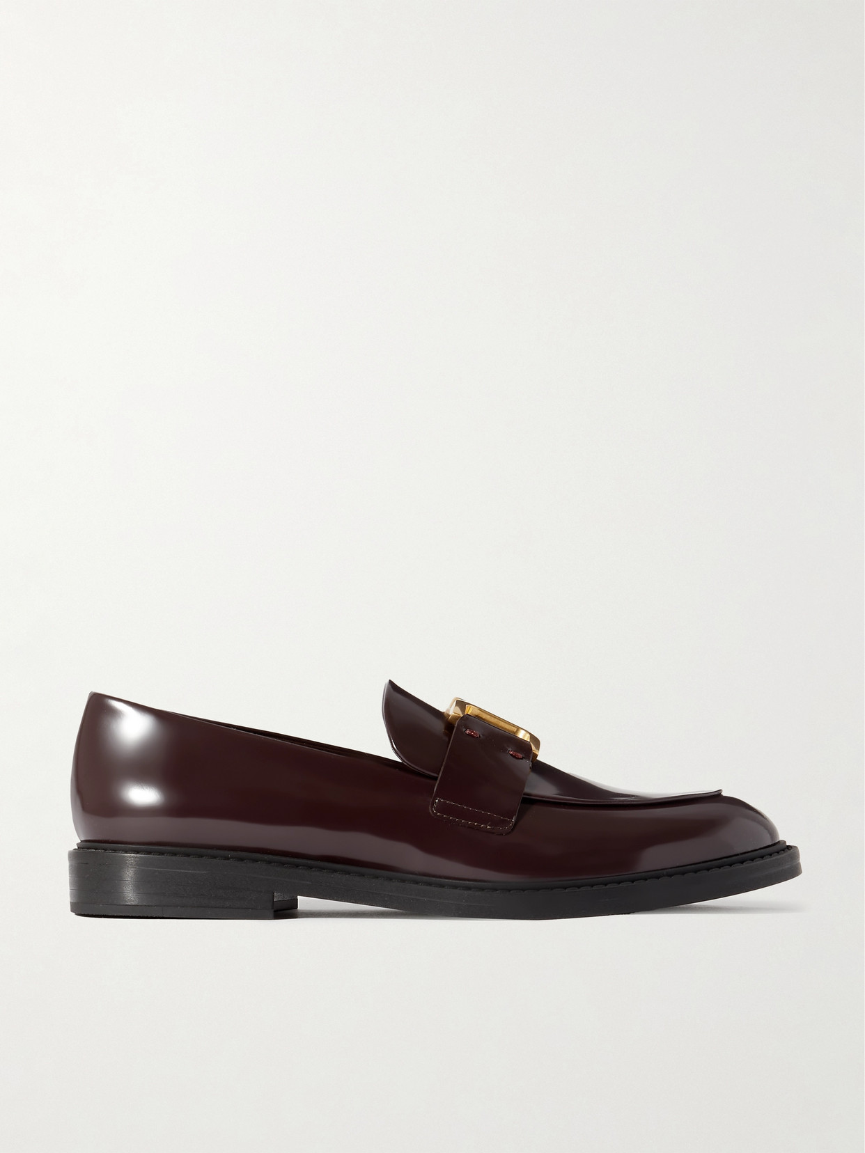 Chloé Marcie Embellished Leather Loafers In Burgundy