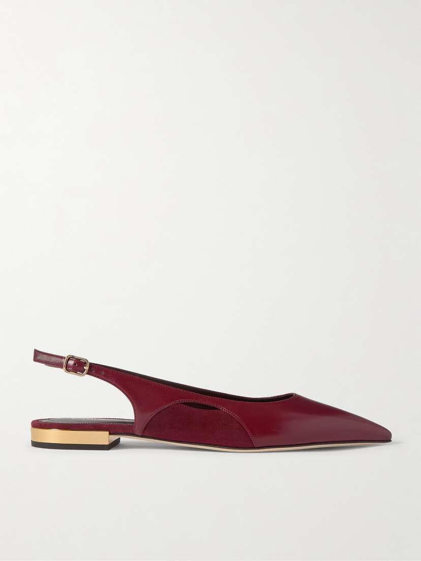 Chloé Saada Suede-trimmed Leather Slingback Ballet Flats