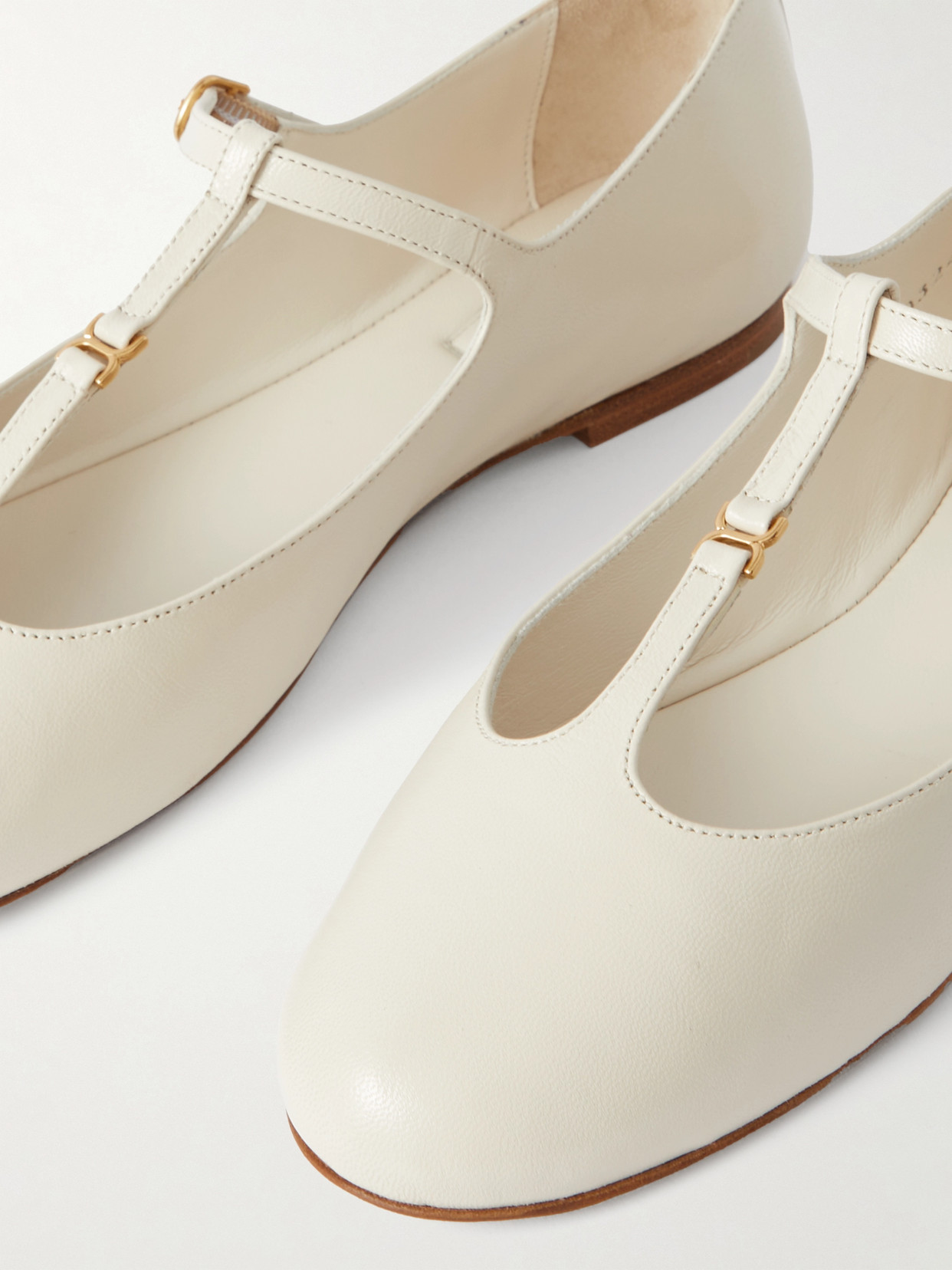 Chloé Marcie Patent Mary Jane Ballerina Flats In Off-white