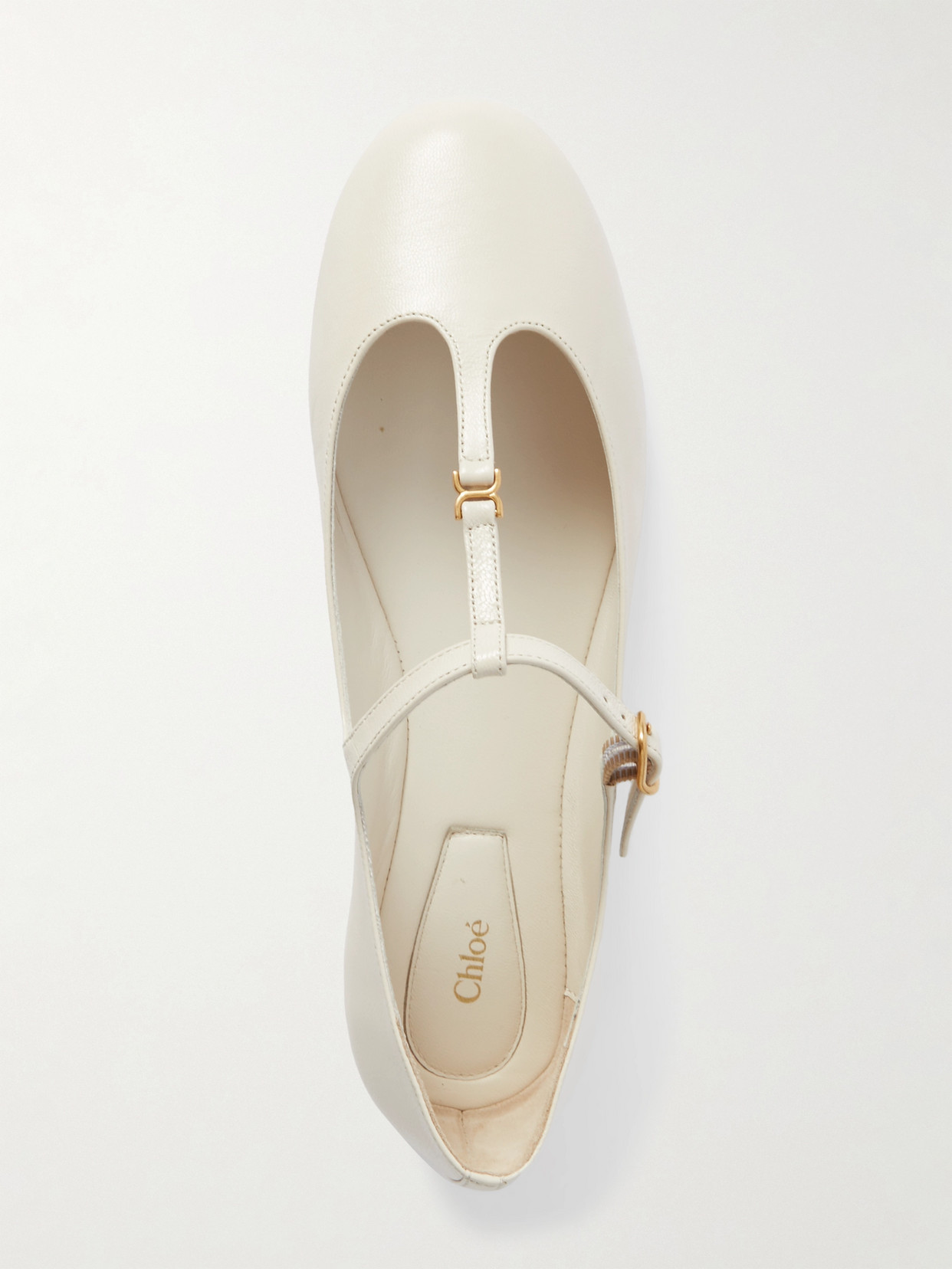 Chloé Marcie Patent Mary Jane Ballerina Flats In Off-white