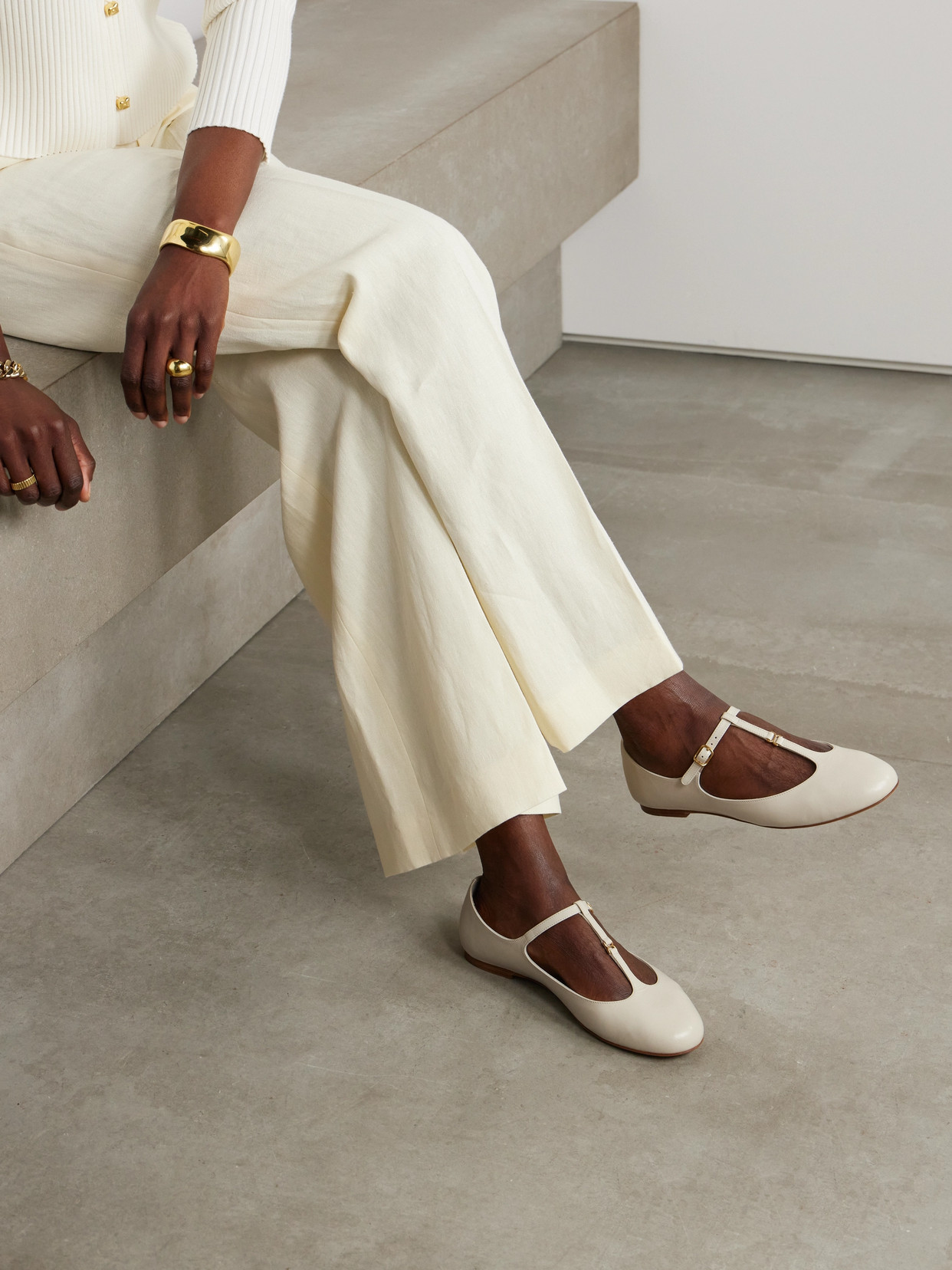 Chloé Marcie Patent Mary Jane Ballerina Flats In Off-white