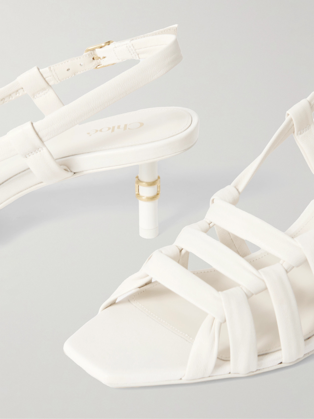 Chloé Marcie Cutout Leather Slingback Sandals In Off-white