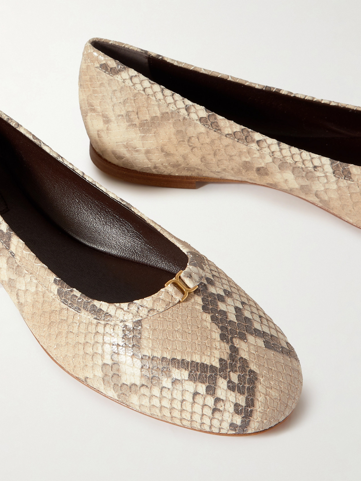 Chloé Marcie Python Print Leather Ballet Flats In Animal Print