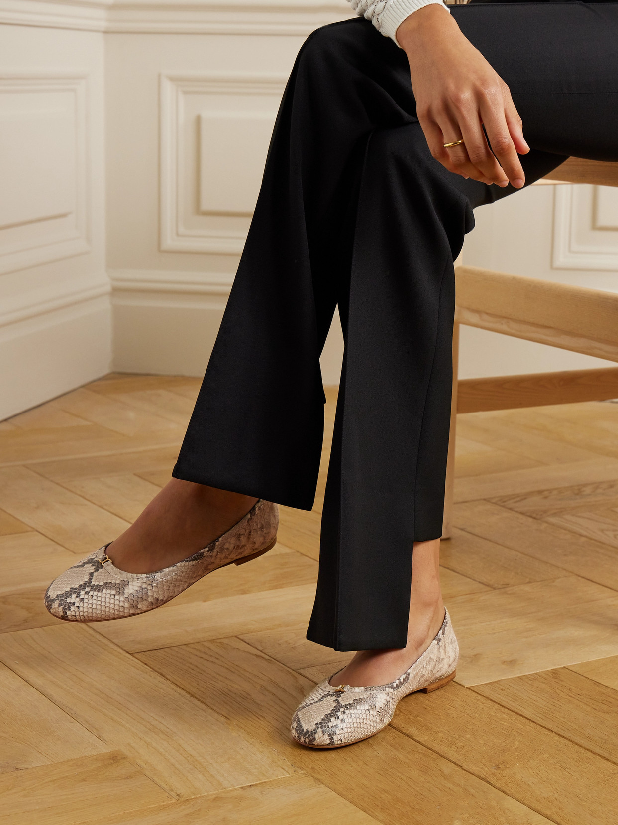 Chloé Marcie Python Print Leather Ballet Flats In Animal Print