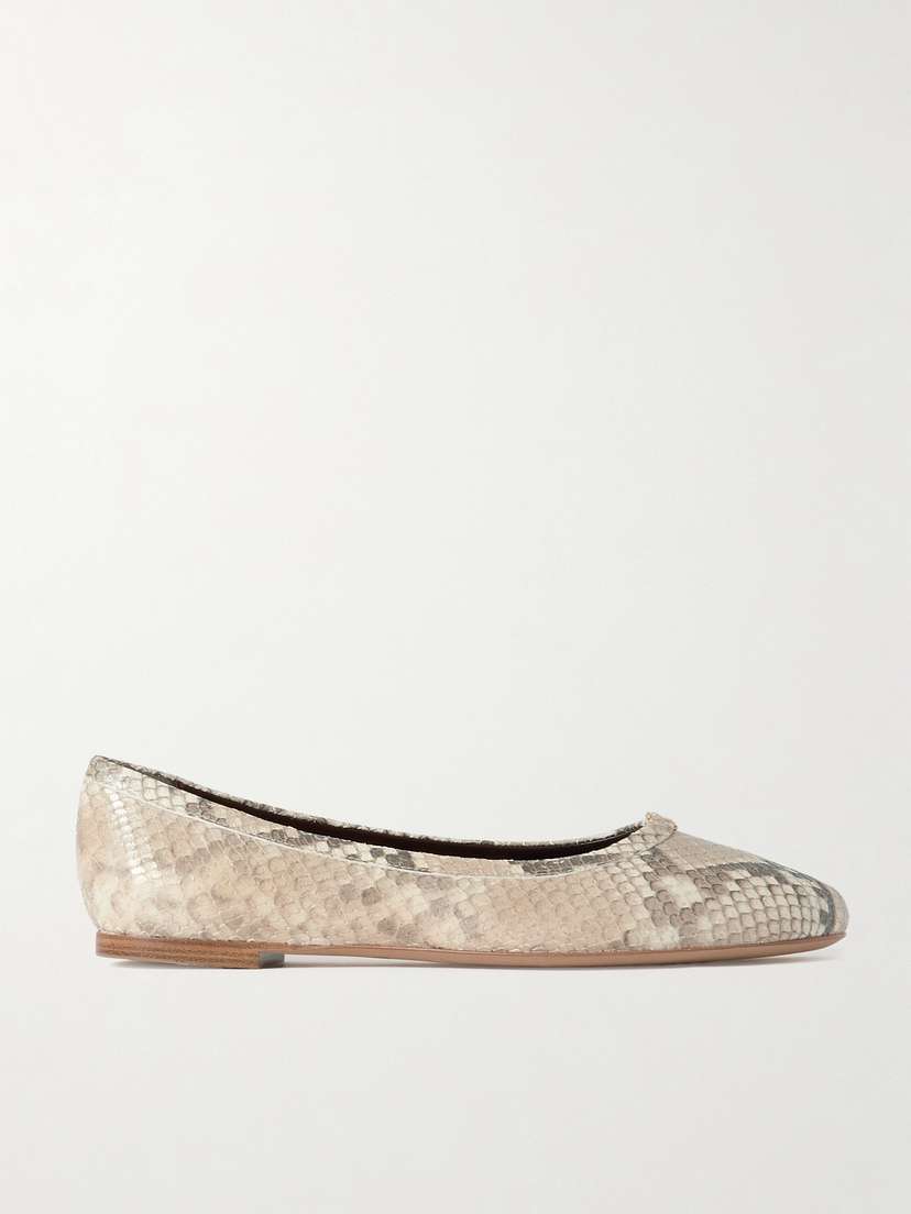 Chloé Marcie Embellished Snake-print Leather Ballet Flats