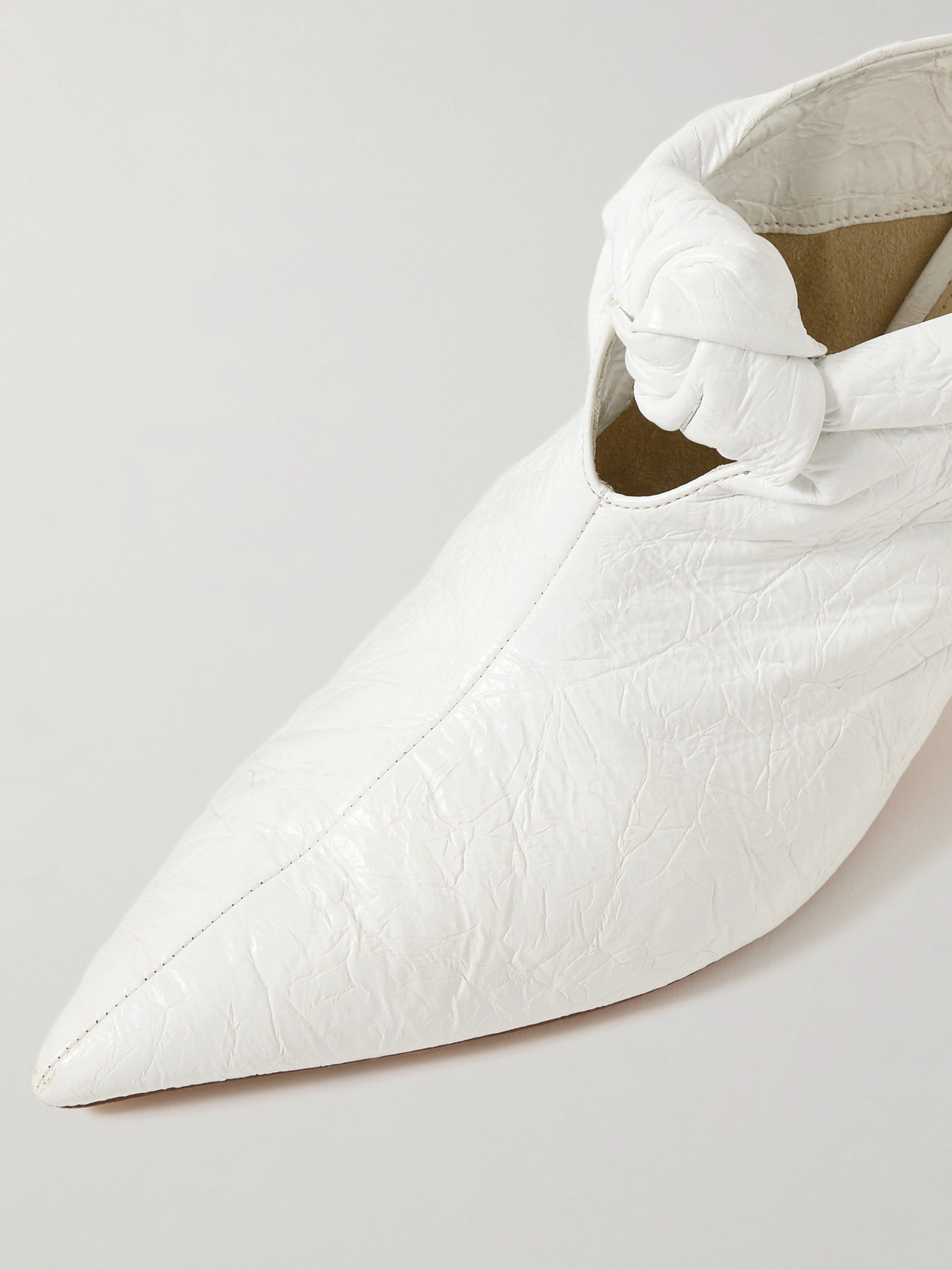 Khaite Rowan Knotted Leather Mules In White