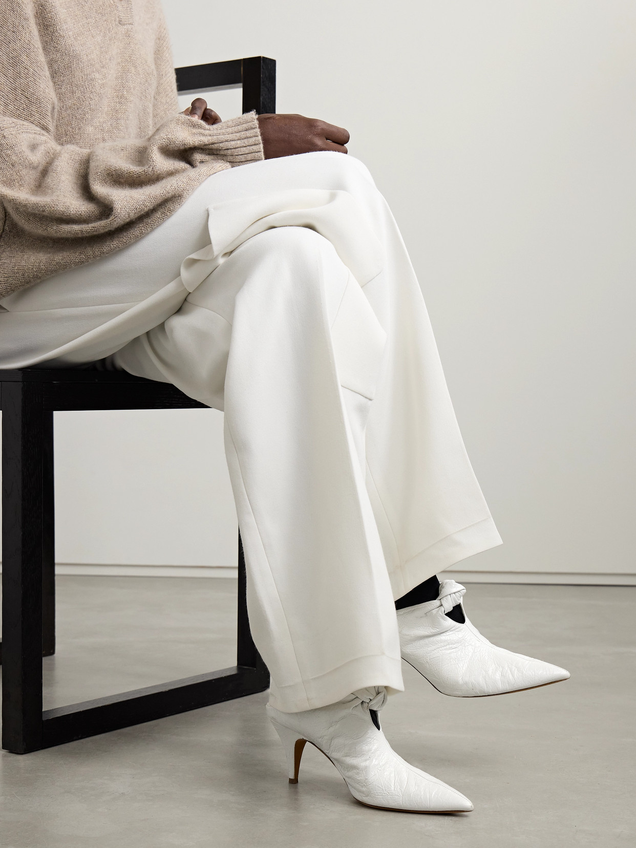 Khaite Rowan Knotted Leather Mules In White