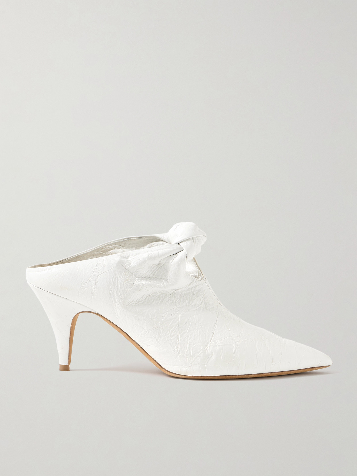Khaite Rowan Knotted Leather Mules In White