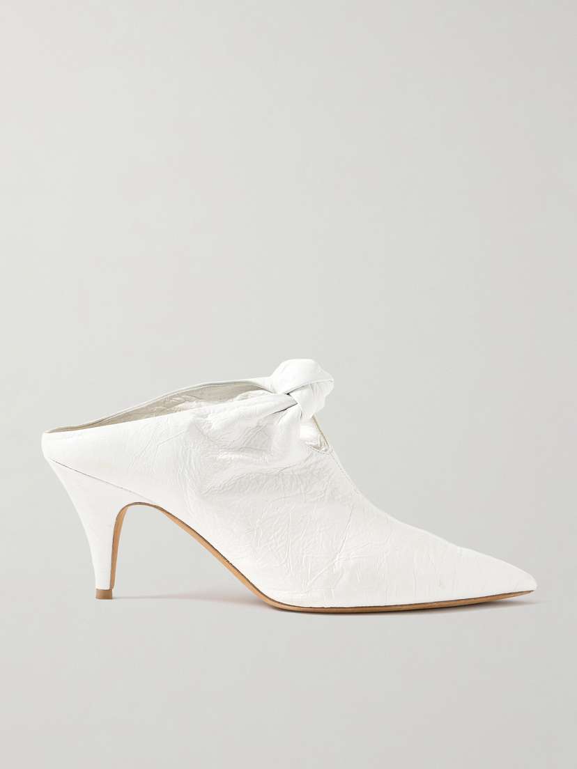 Khaite Rowan Knotted Crinkled-leather Mules