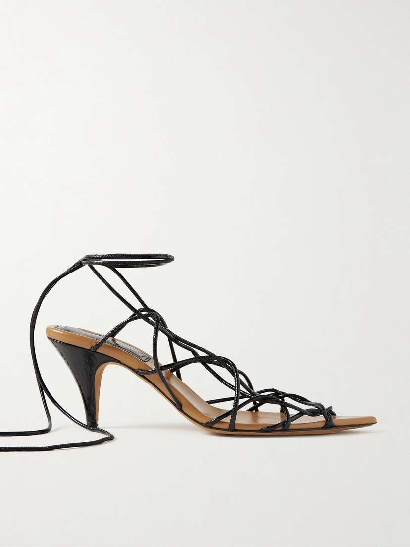 Khaite Arden Crinkled Patent-leather Sandals