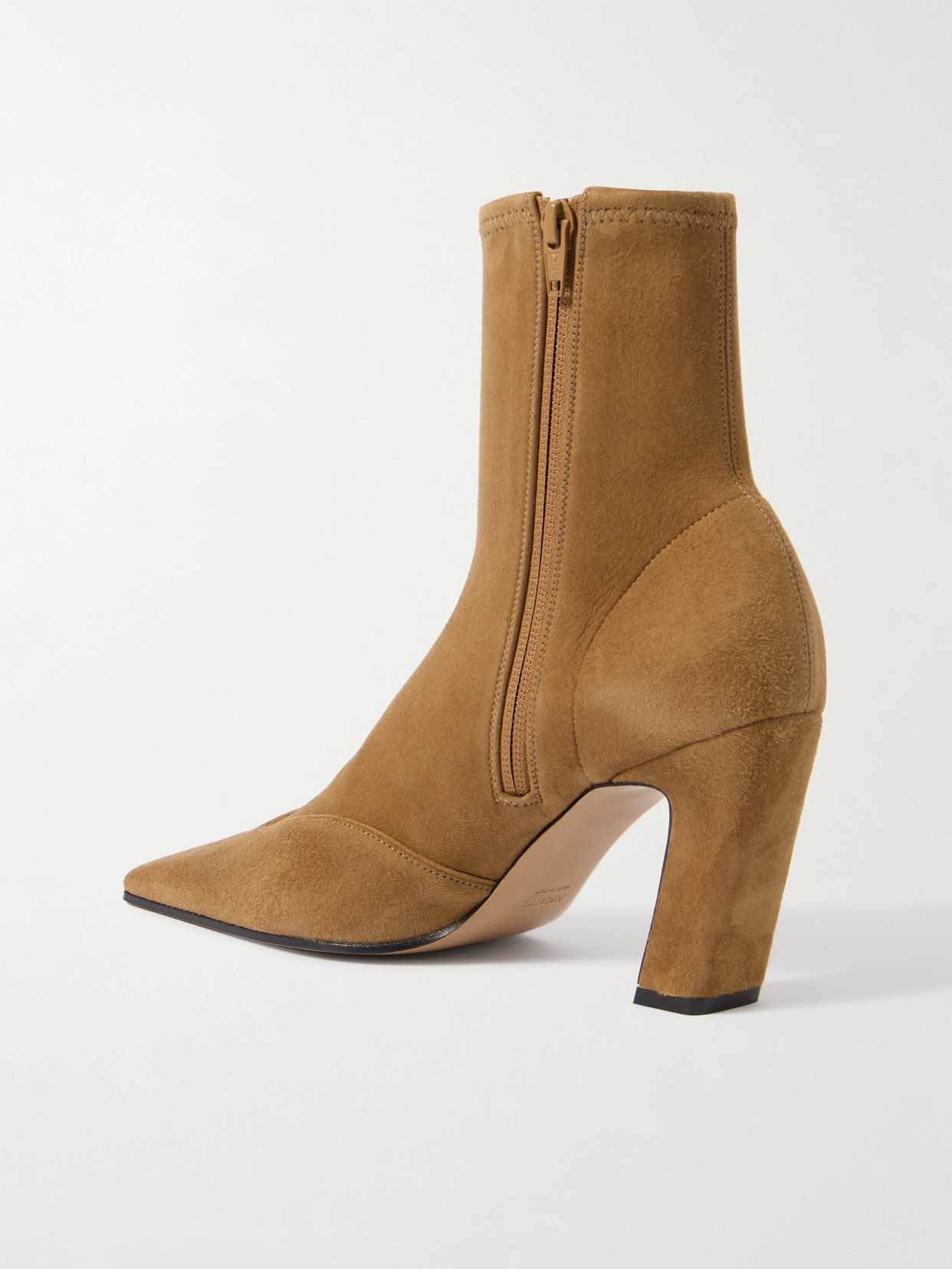 Khaite 85mm Nevada Stretch Leather Ankle Boots In Brown