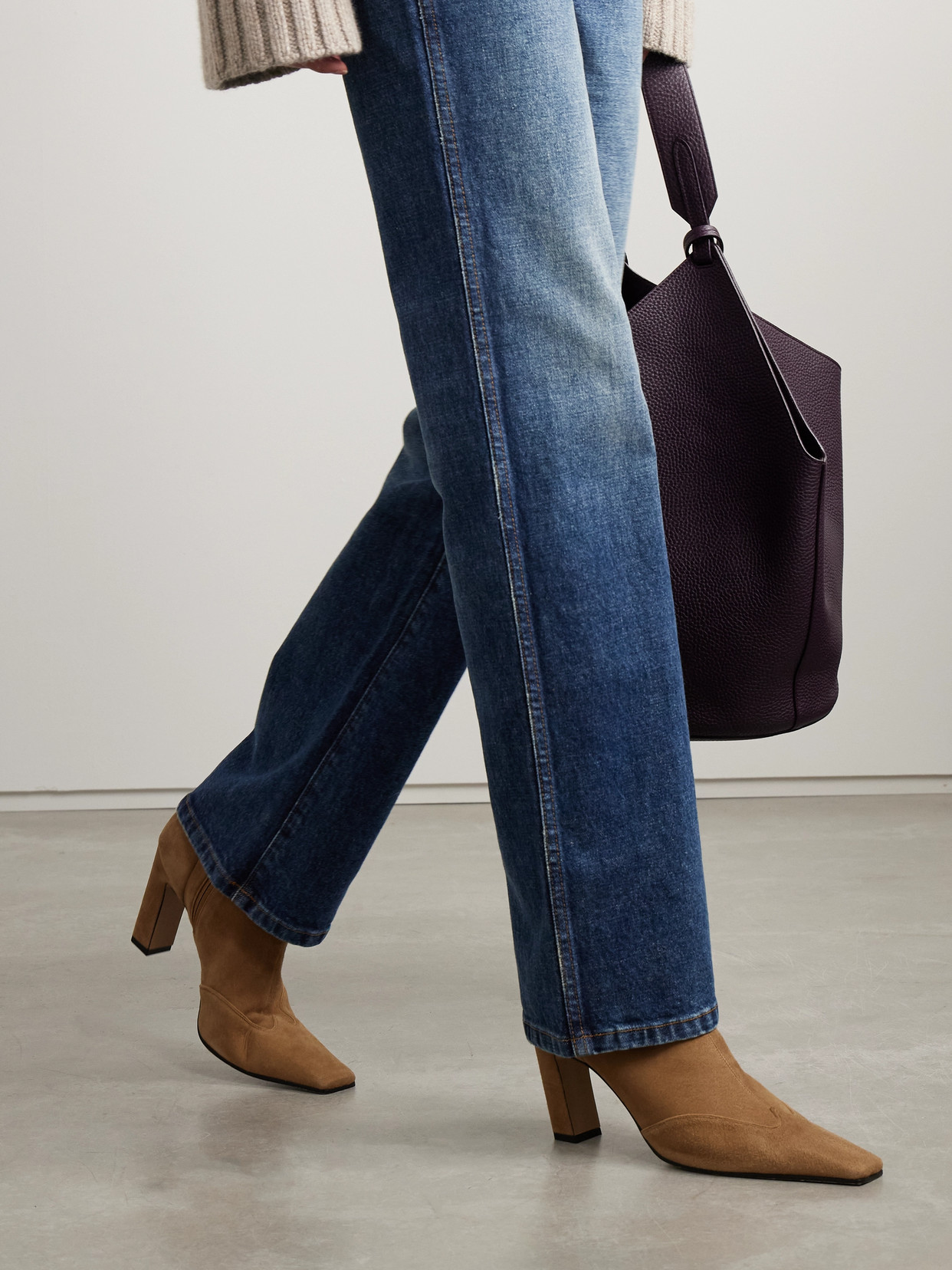 Khaite 85mm Nevada Stretch Leather Ankle Boots In Brown