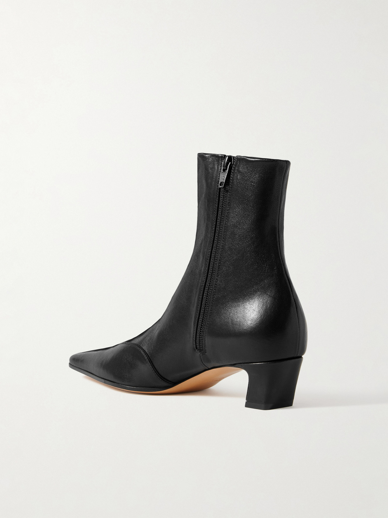 Khaite Mid-calf Leather Boot With Side Zip And 4 Cm Heel In Black