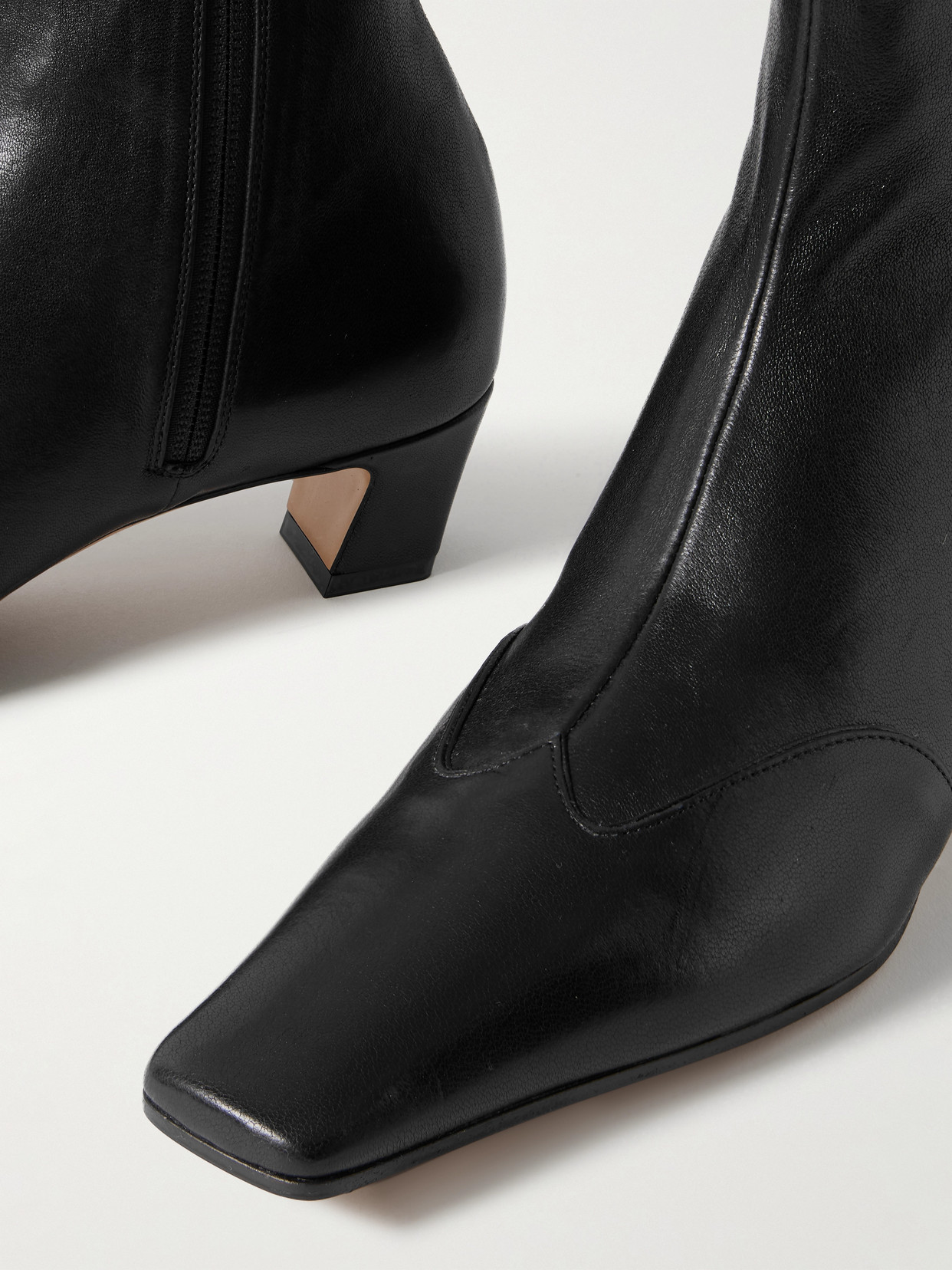 Khaite Mid-calf Leather Boot With Side Zip And 4 Cm Heel In Black