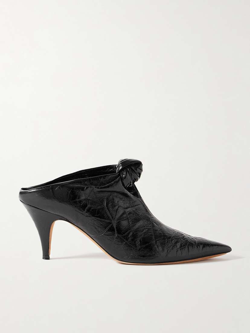 Khaite Rowan Knotted Crinkled-leather Mules