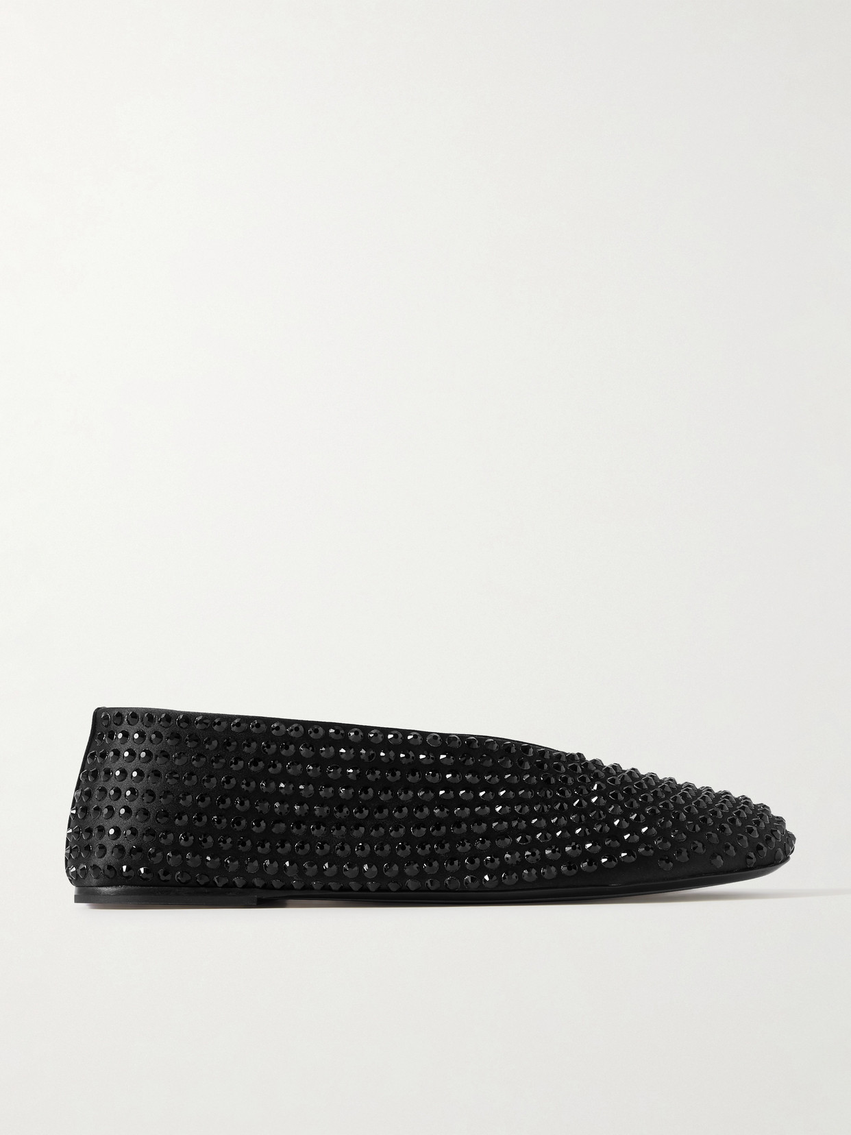 Khaite Marcy Crystal-embellished Satin Ballet Flats In Black