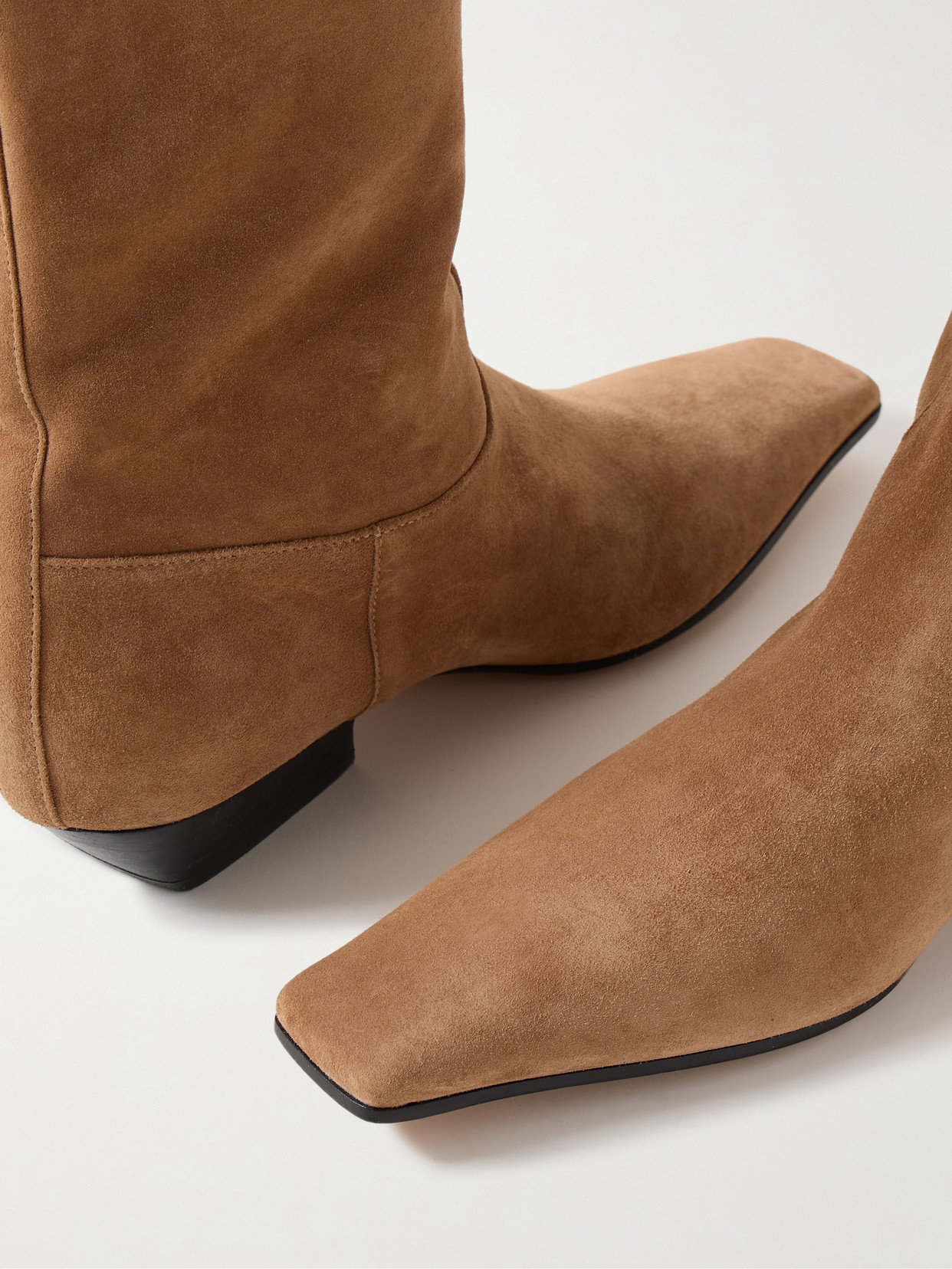 Khaite Marfa Suede Western Knee Boots In Brown
