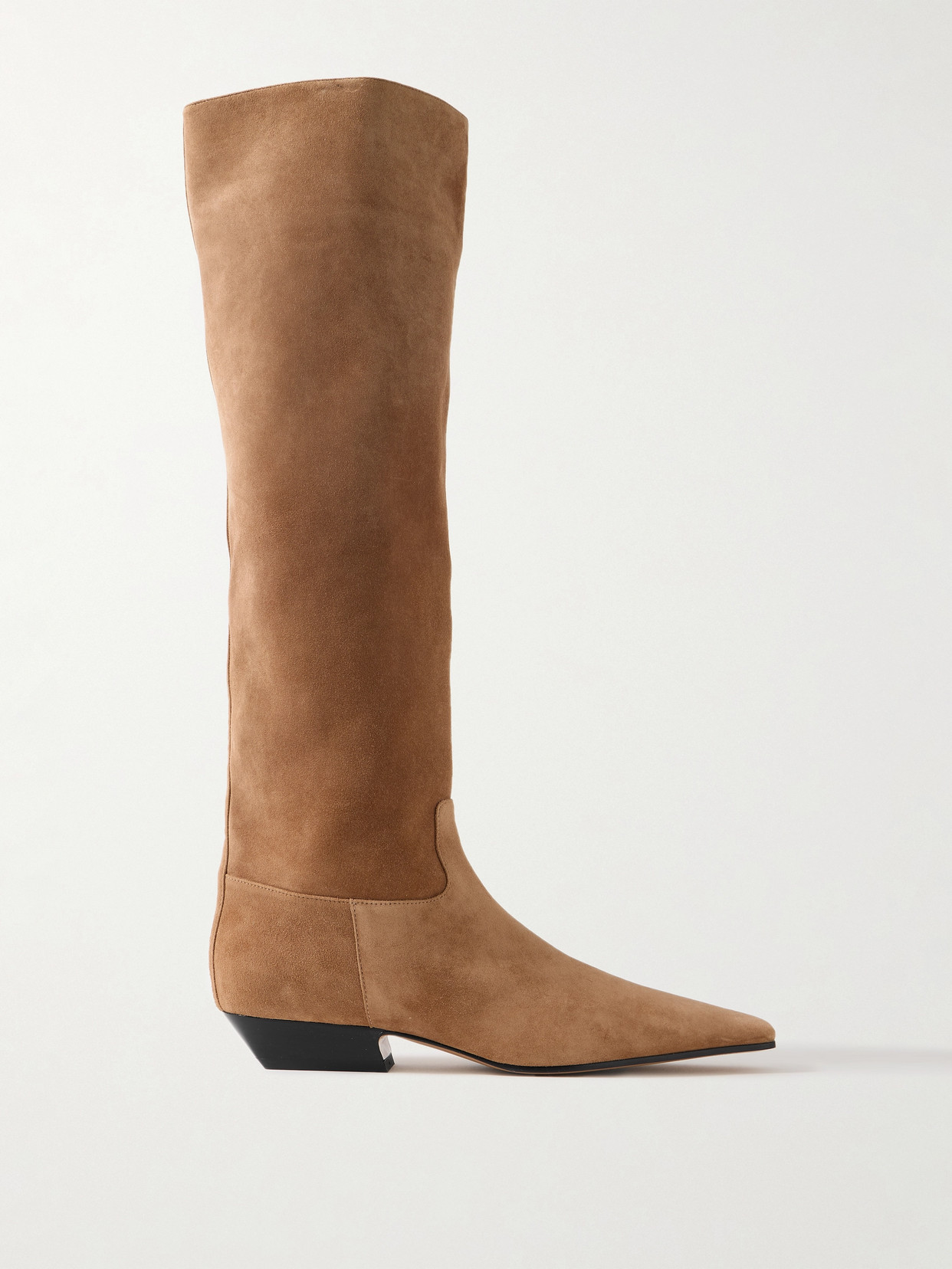 Khaite Marfa Suede Western Knee Boots In Brown