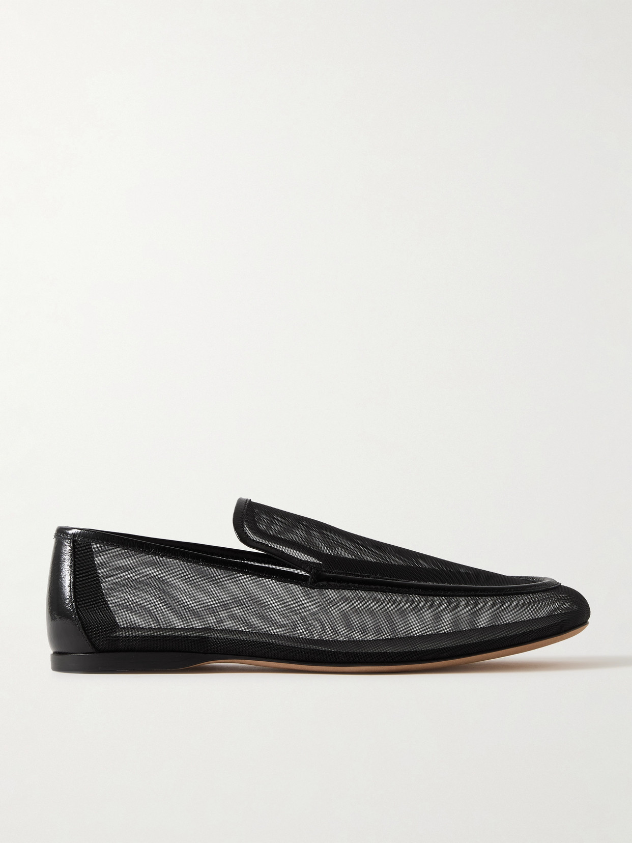 Khaite Alessio Leather-trimmed Mesh Loafers In Black