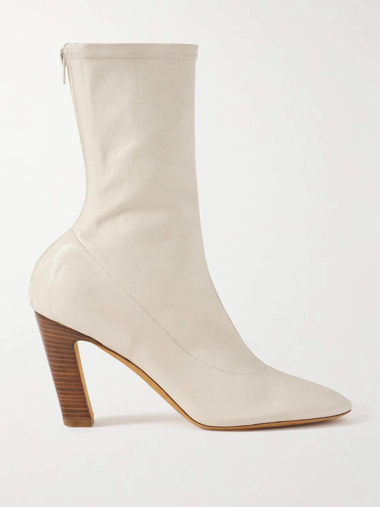 Khaite Dallas Leather Ankle Boots In Cream