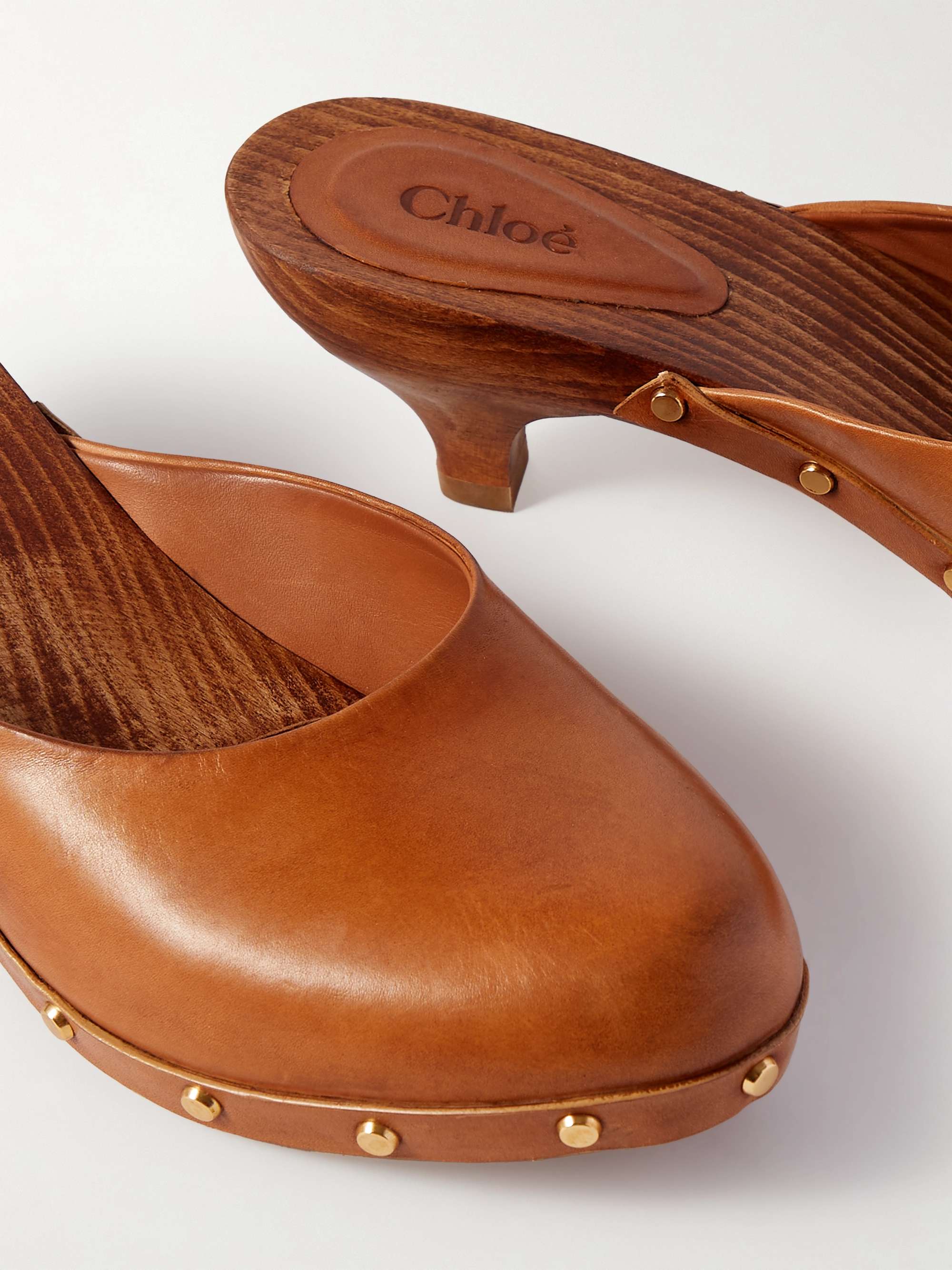CHLOÉ Studded leather mules | NET-A-PORTER