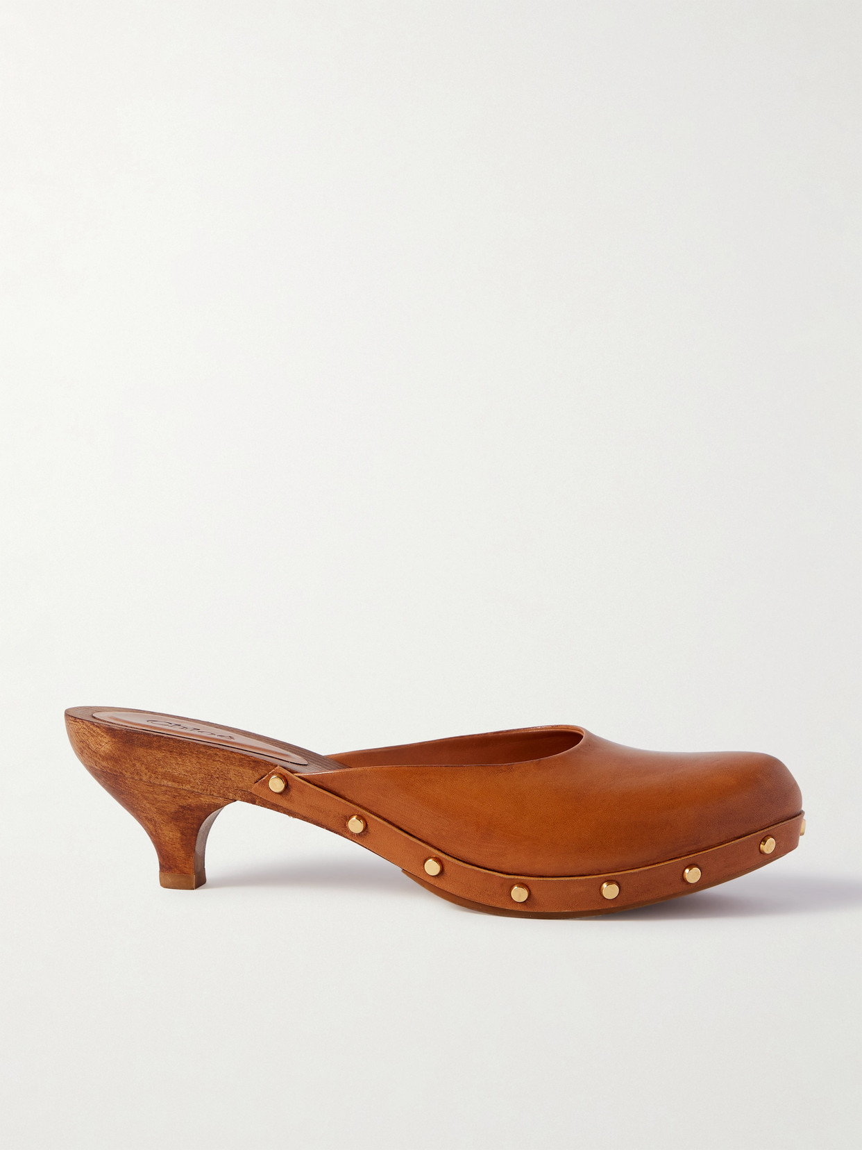 Chloé Studded Leather Mules In Brown