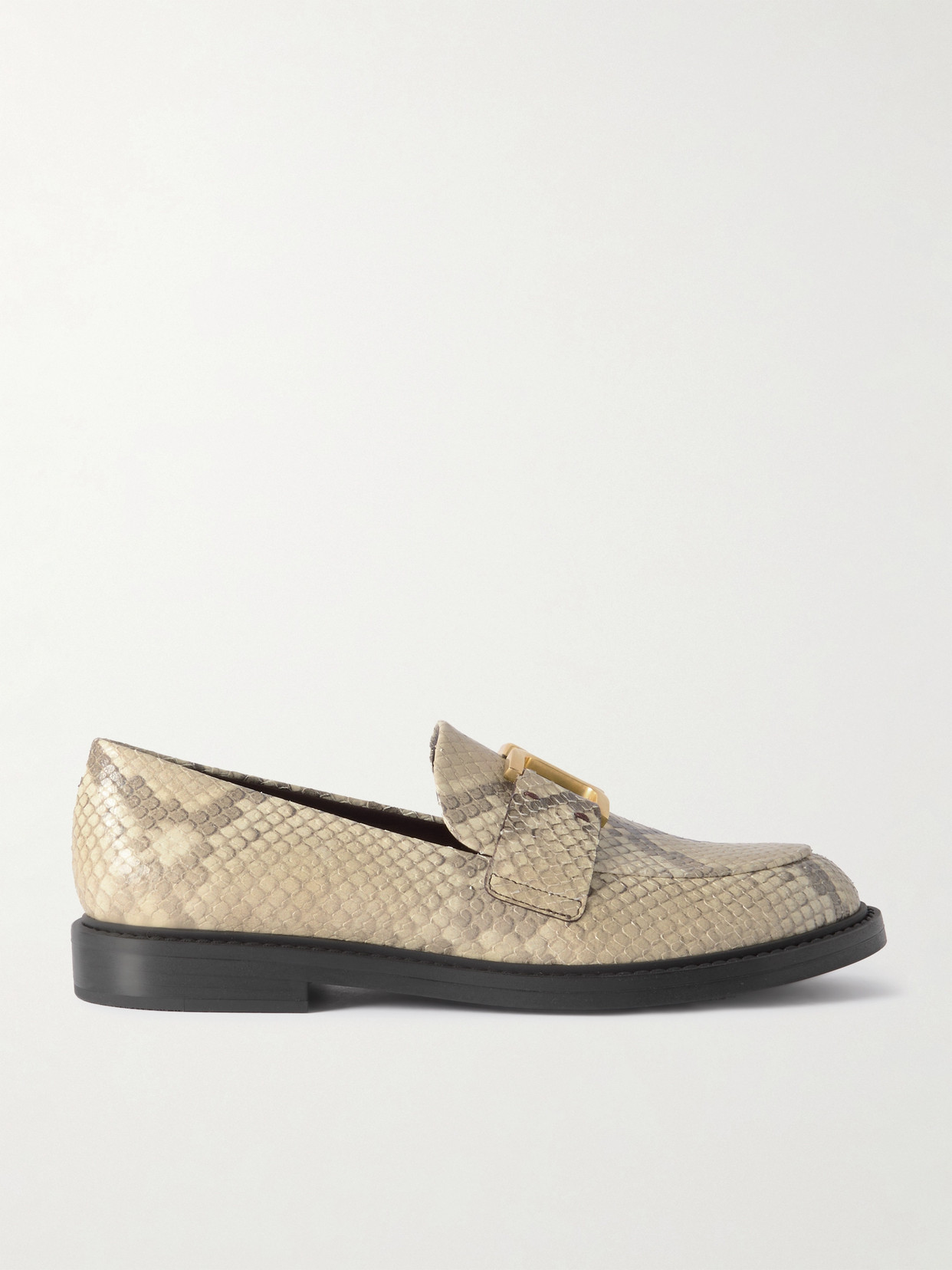Chloé Marcie Buckled Snake-effect Leather Loafers In Animal Print