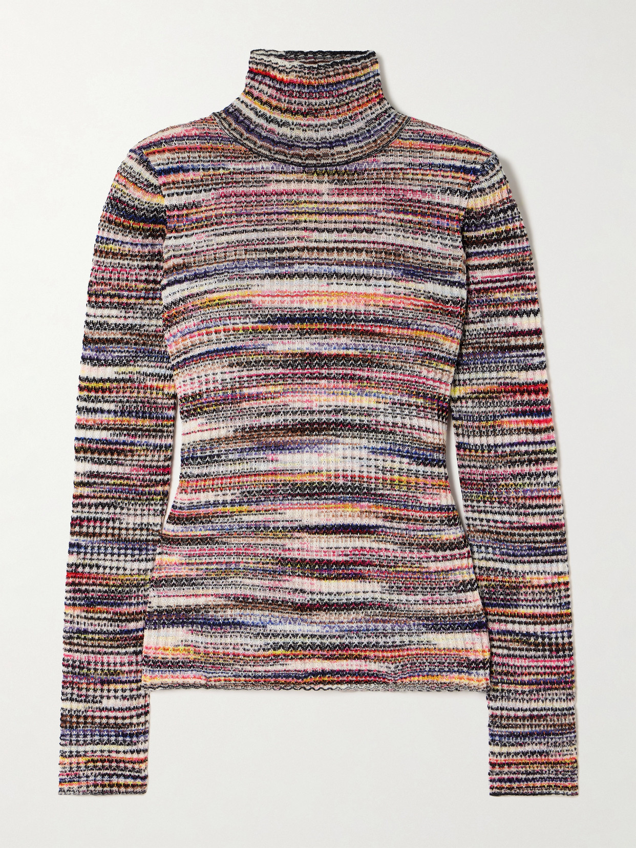 Missoni - Striped Crochet-knit Turtleneck Sweater - Burgundy