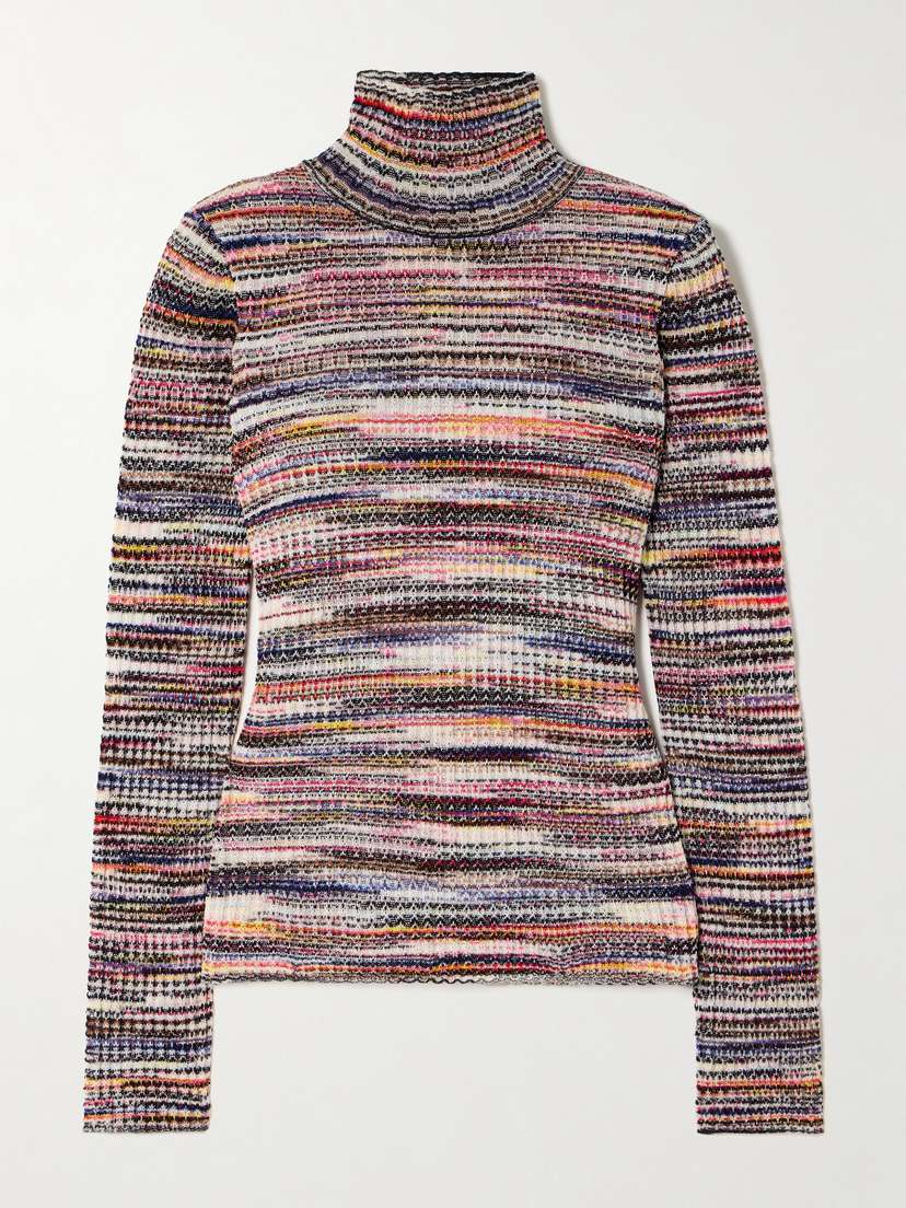 Missoni Striped Crochet-knit Turtleneck Sweater