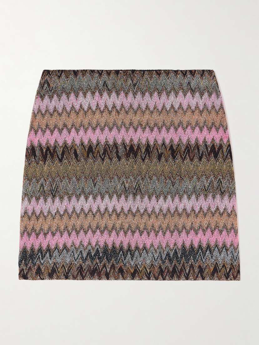 Missoni Striped Metallic Crochet-knit Mini Skirt