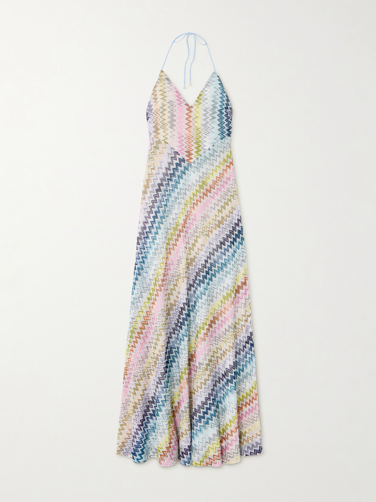 Missoni - Embellished Metallic Crochet-knit Halterneck Maxi Dress - Multi
