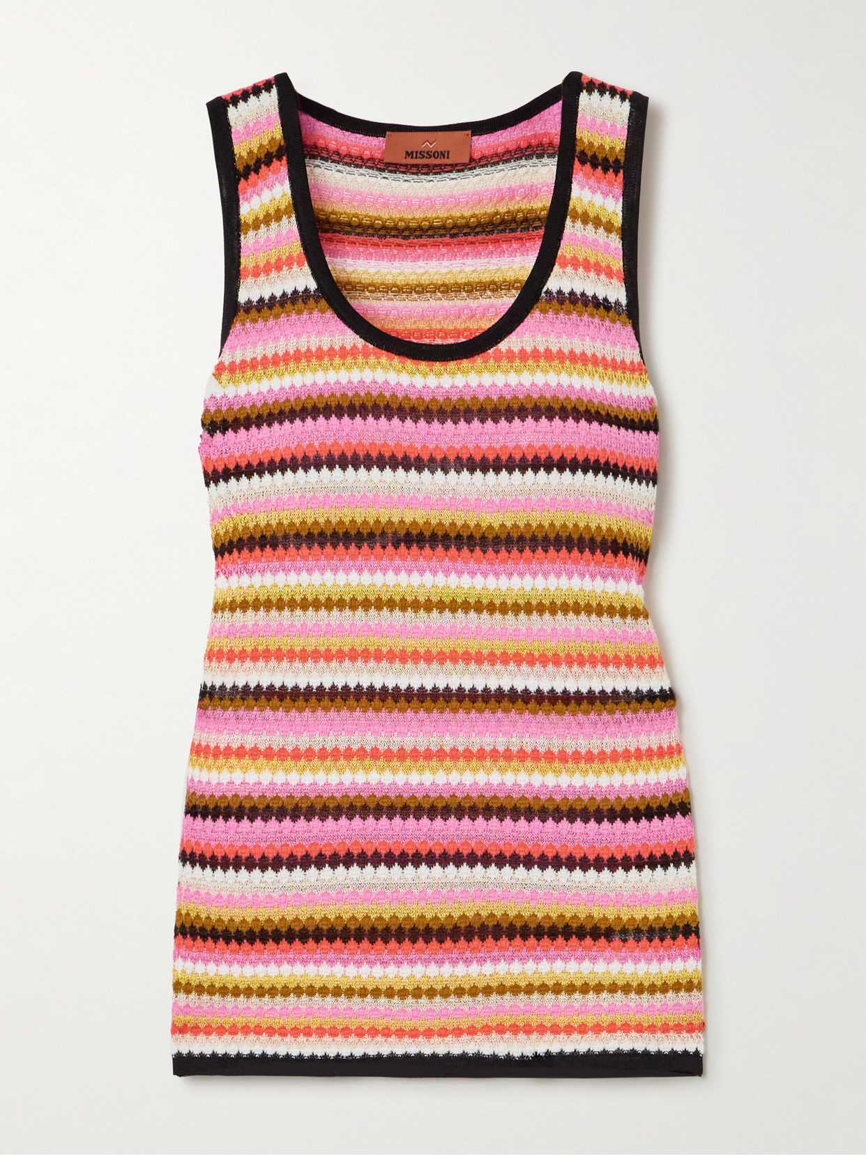 Missoni Striped Crochet-knit Cotton-blend Tank In Multi