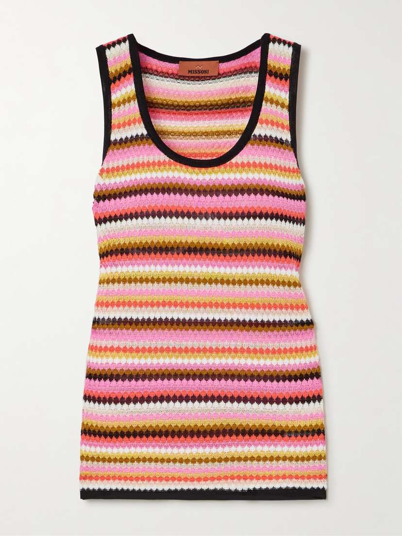 Missoni Striped Crochet-knit Cotton-blend Tank